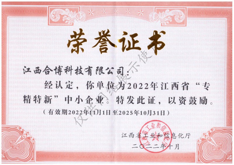 “专精特新”中小型企业证书